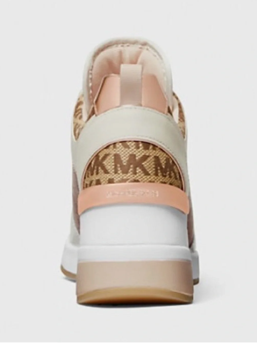 MICHAEL KORS Cream and Rose Gold Platform Lace-Up Sneakers